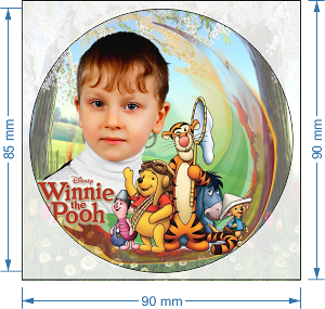 Круглый магнит на холодильник с фото - 9х9см